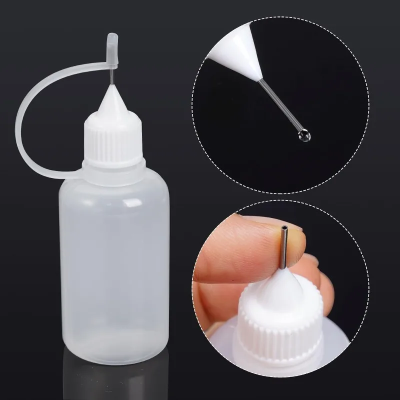 50/5pcs Plastic Squeezable Tip Bottle Refillable Applicator Bottles with Needle Tip Caps for Glue Pigment Oil Liquids Dispenser 3