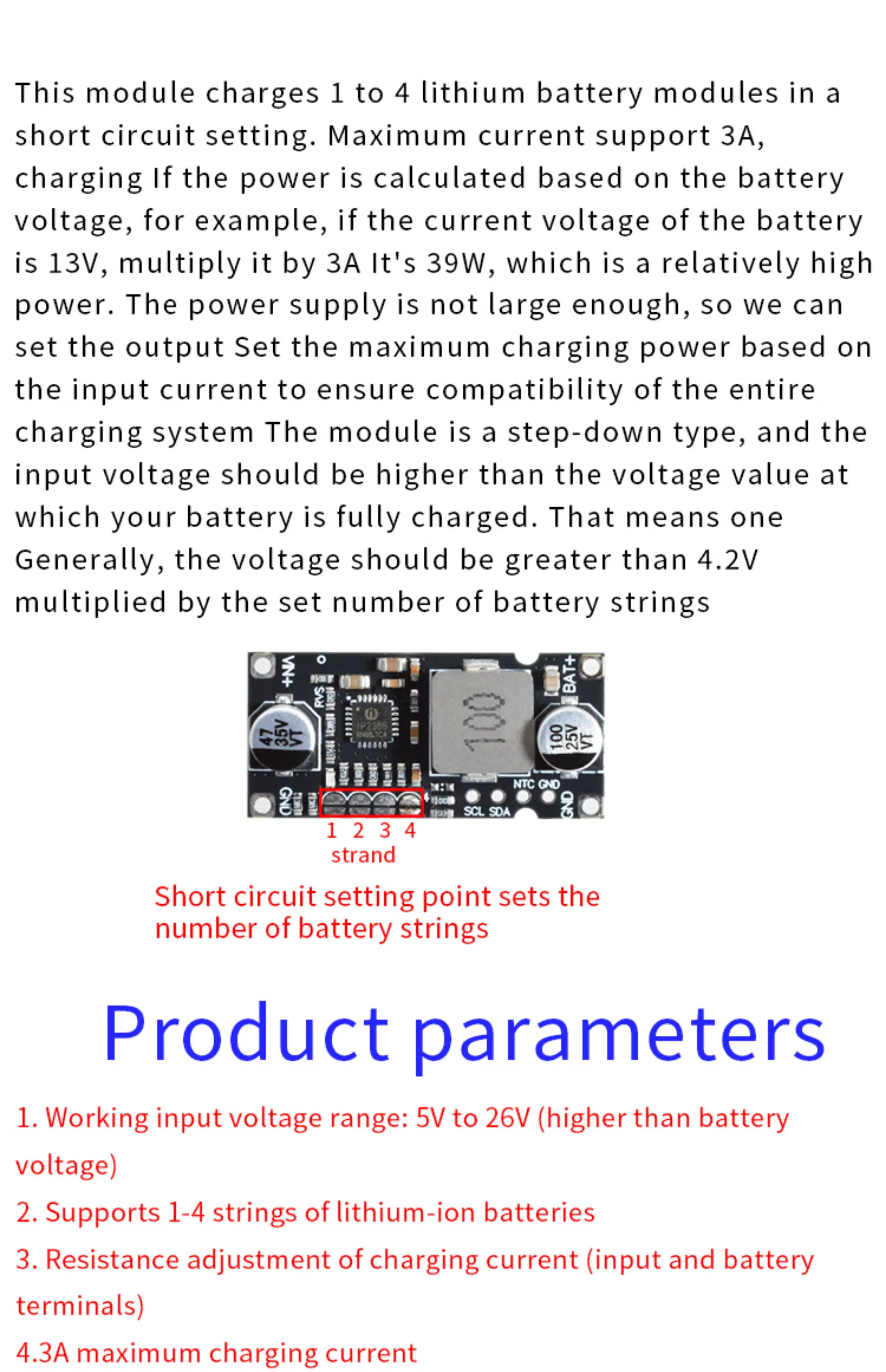 1S 2S 3S 4S 5V-26V 3A 40W Lithium-Batterie Lade Step-Down Modul mit Temperatur Schutz Strom einstellbar IP2365 – Detail 2