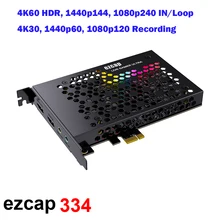 Ezcap334 4K 60fps HDR 1080p 240fps PC Live Streaming Box HDMI Loop , 4K 30 Pcle Video Capture Card Video Record w/ Line In Out