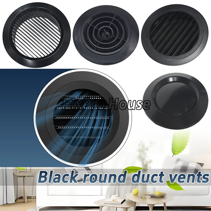 ฝาครอบช่องระบายอากาศ ABS สีดำ ขนาด 75-200 มม. แบบกลม หมุนได้ สำหรับท่อระบายอากาศ ฝ้าเพดาน ผนัง รูระบายอากาศ ระบบระบายอากาศในรถบ้าน 1