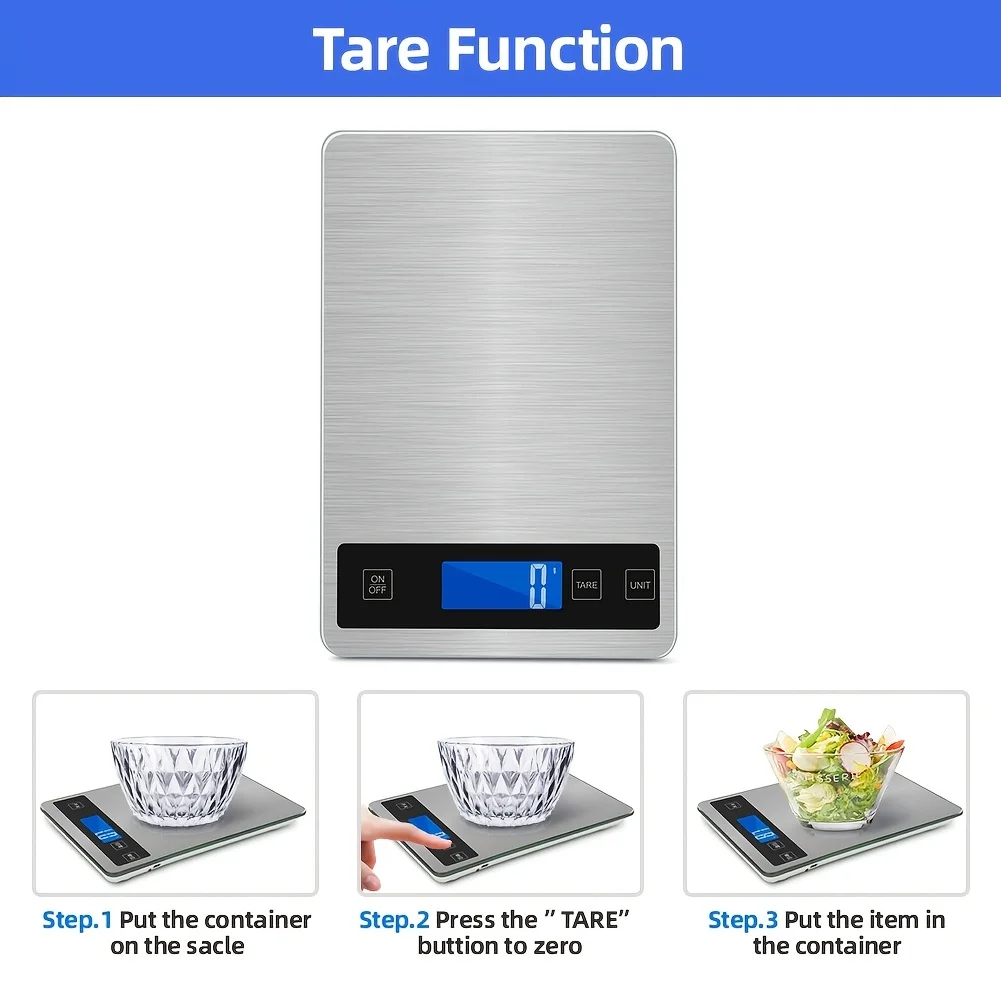 충전식 디지털 주방 체중계, 정밀 체중계 1g/0.1oz, 방수 스테인리스 스틸 및 강화 유리 표면
