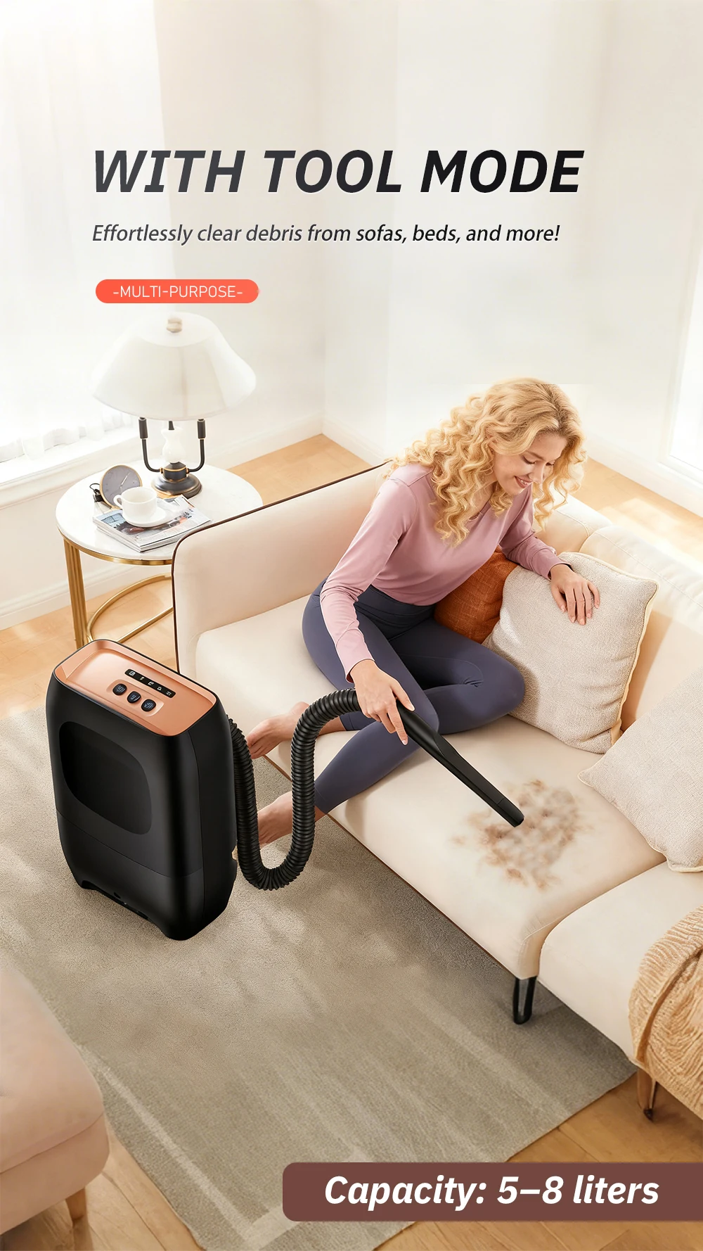 Dust Vacuum Cleaner Automatic Dustpan Vacuum Dust Bucket with 4-layer Pre-motor