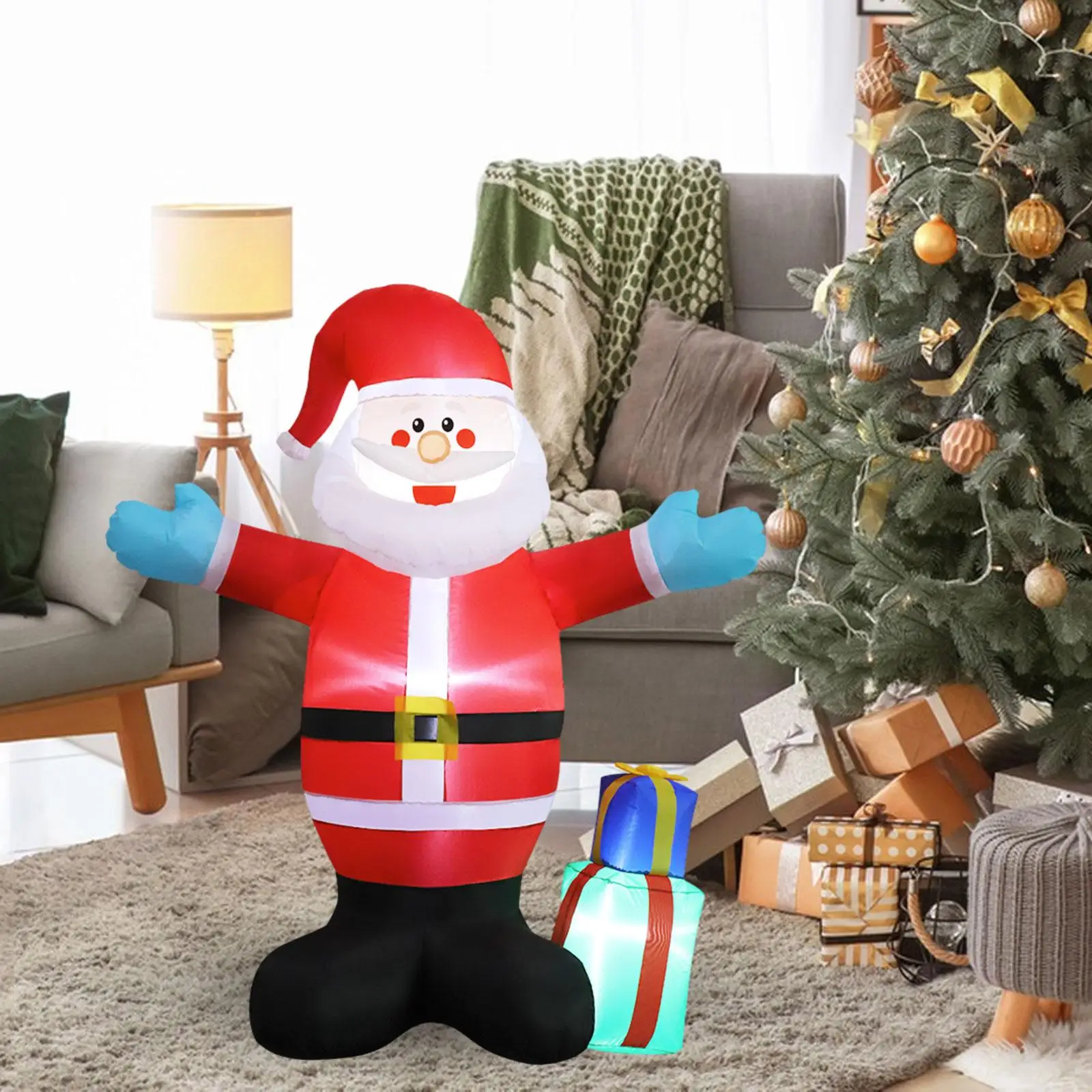 

Christmas Inflatable Santa Built in LED Lights Inflatable Figures Funny Outdoor Decoration for Yard Patio Vacation Holiday Lawn