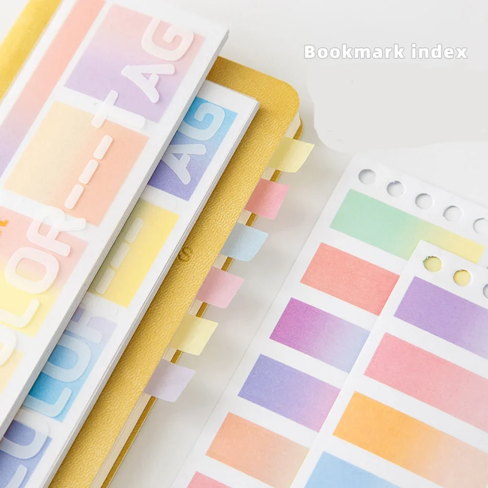 

20 Sheets Gradient Color Label Index Stickers Student Writable Classification Sticker Bookmarks Memo Pad Stationery