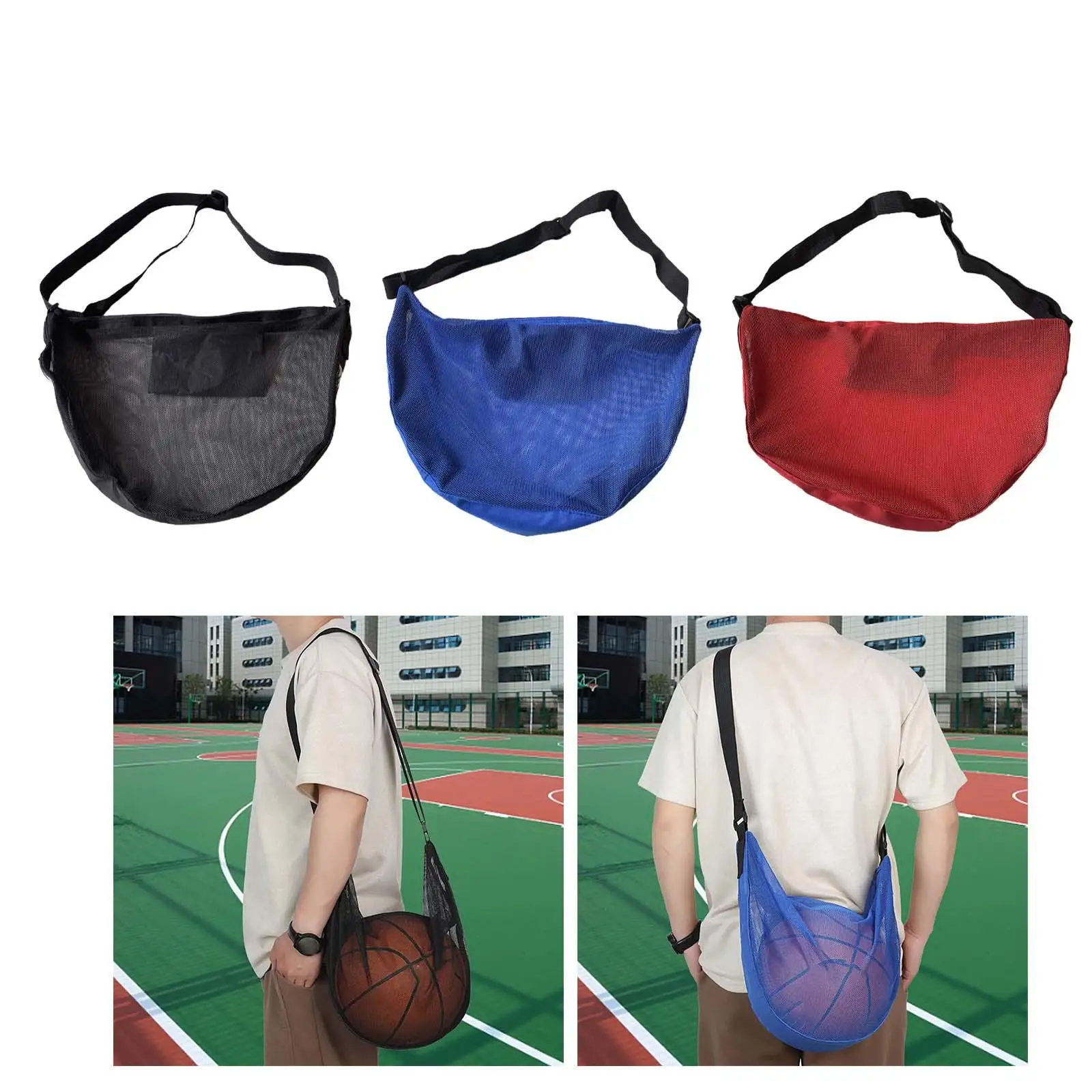 

Ball Bags Mesh Waterproof with Shoulder Strap Basketball Carry Bag Mesh Pocket for Football Garage Soccer Practice Softball