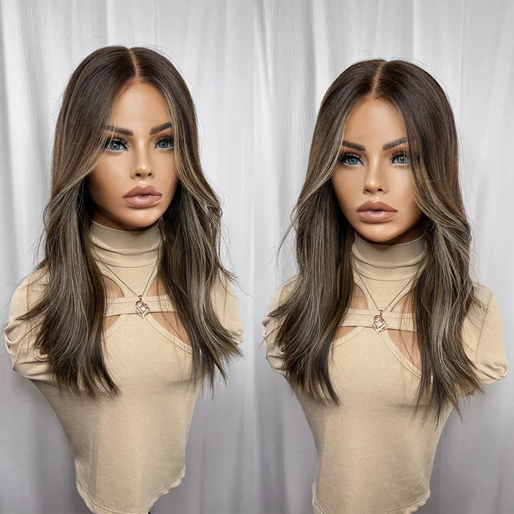 Human Hair Wigs Highlight Brown Bob Glueless Body Wave 5x5 Silk Base