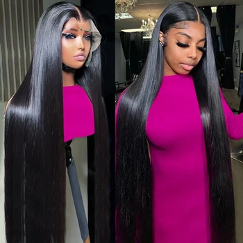 30 40 Inch 13x4 13x6 Straight Lace Frontal Wigs 360 Front Human Hair Wig 4x4 5X5 Closure Wig Pre Plucked For Women 250 Density 1