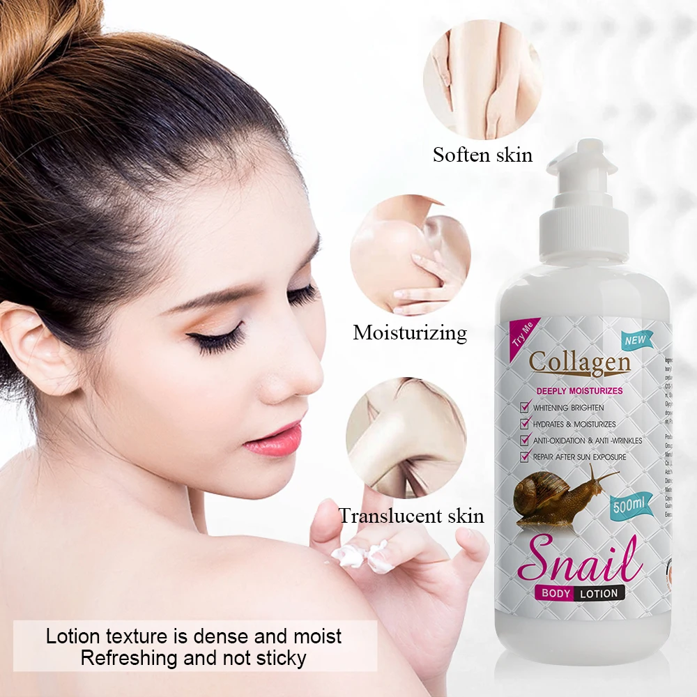 

500ml Collagen Body Creams Snail Essence Lotion Moisturizing Anti-Aging Whitening Skin Cream Repair Sun Burnt Anti Wrinkles