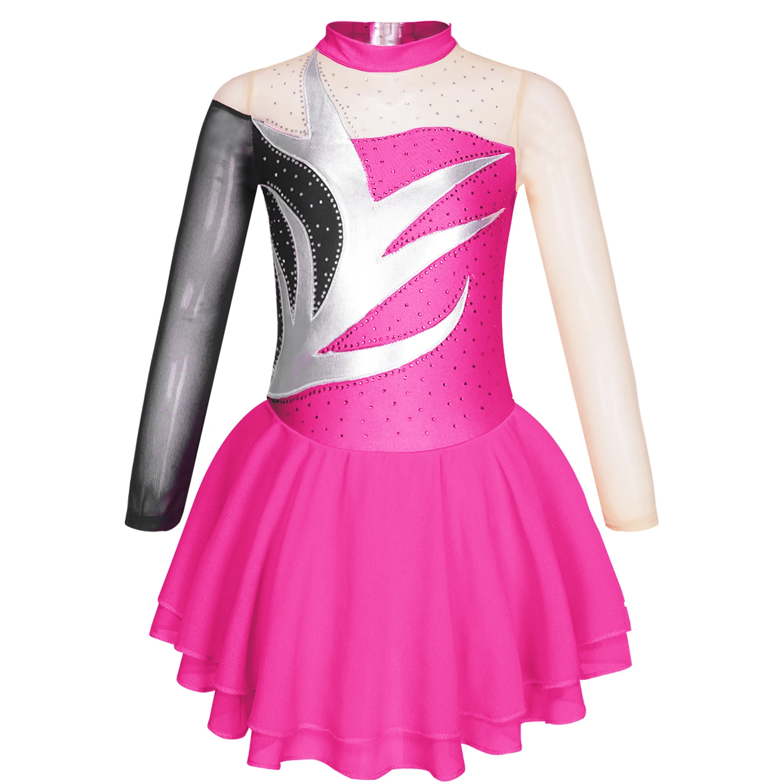 

Платье для девочек для фигурного катания, балетная танцевальная пачка, гимнастика, женское прозрачное Сетчатое платье, балерина, танцевальная одежда
