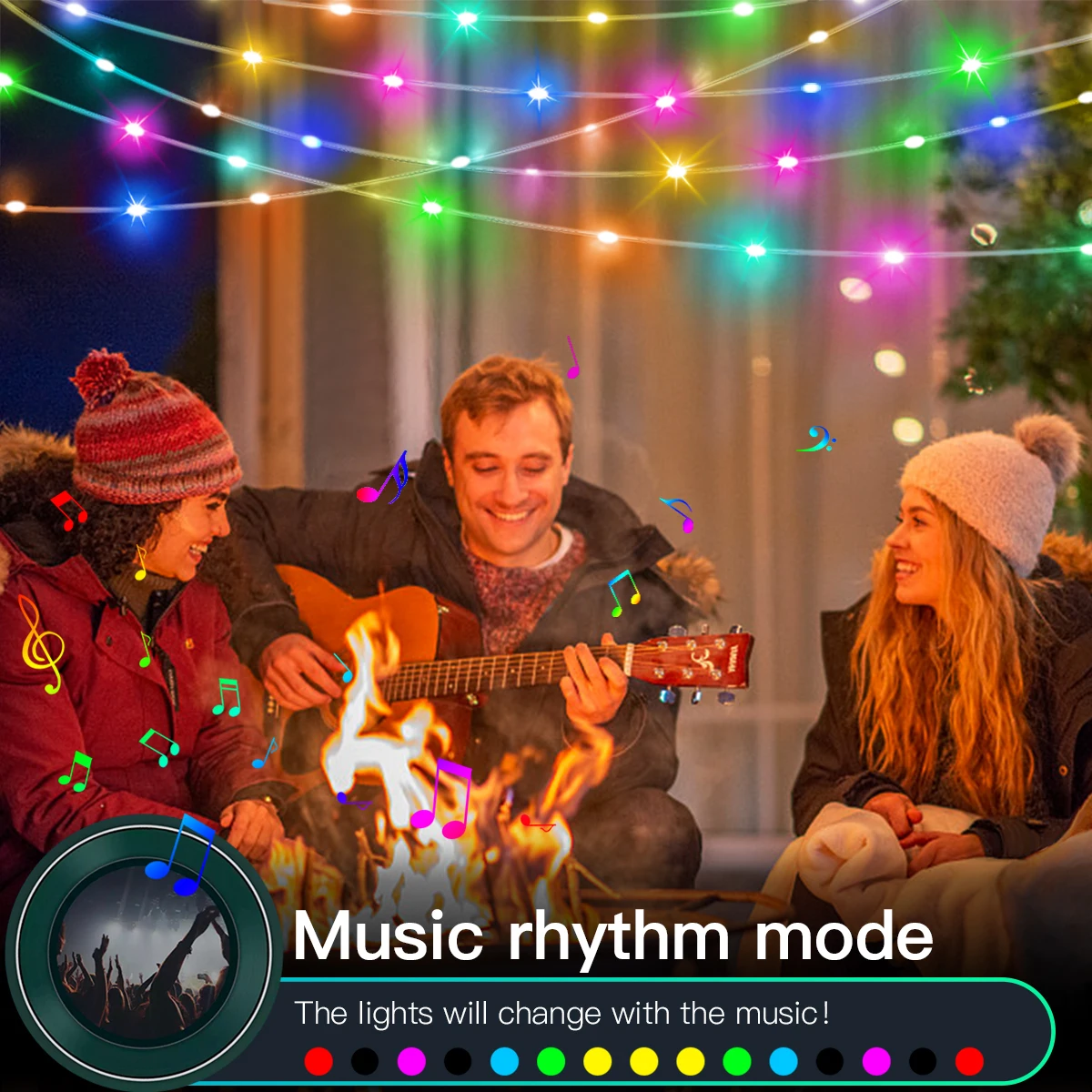 Vibrant RGBIC Bluetooth LED String Lights with Music Sync