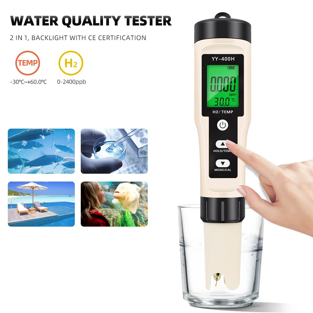 4 in 1 ORP H2 Temperature PH Meter Hydrogen-rich Test Pen Water Quality Detector Analyzer for Aquarium Pool Hydroponic