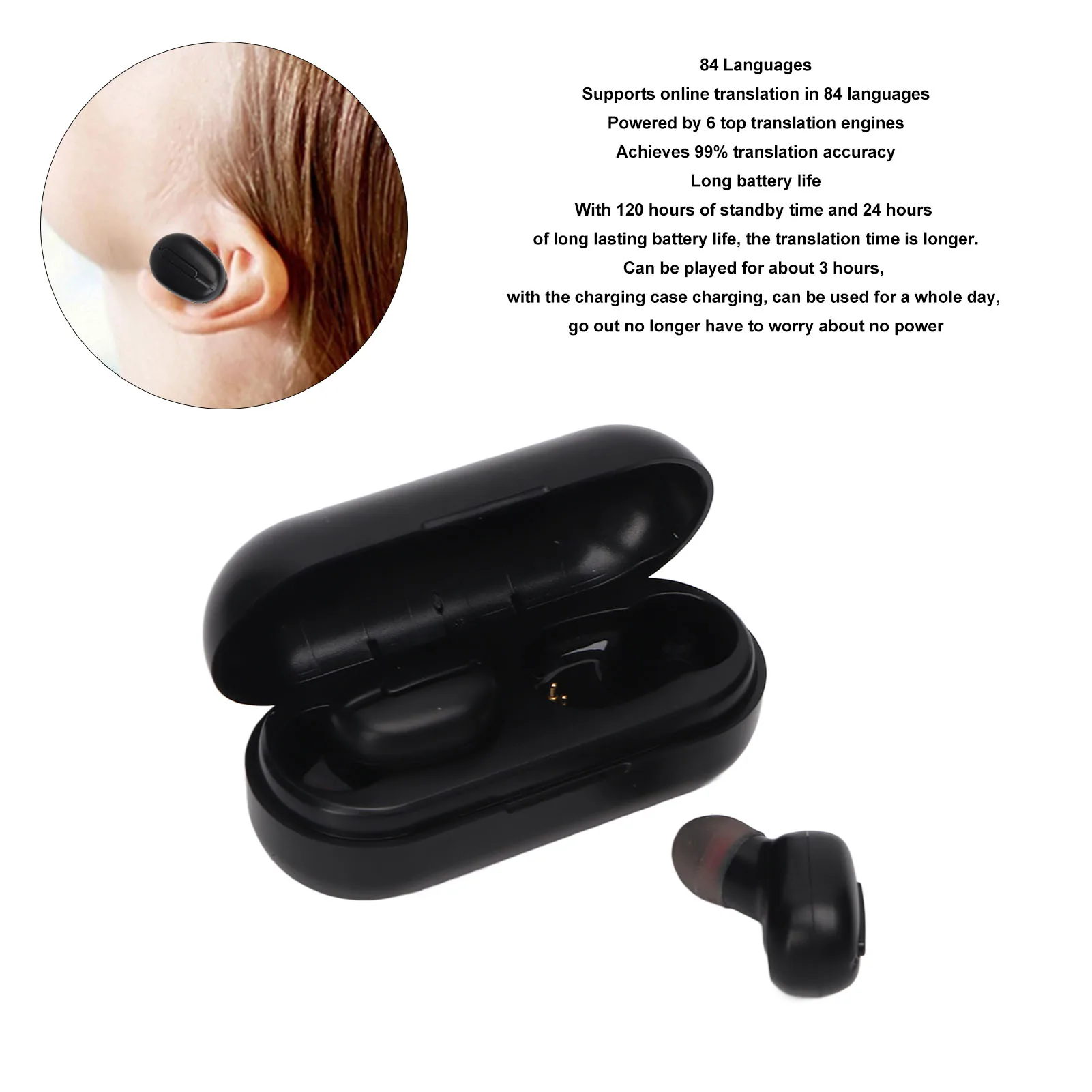 Translator Earphone Wireless Headphones Bluetooth 5.0 Translation Earbuds Superb Bass HiFi Speakers Support 84 Languages translator earbuds,translator earphones