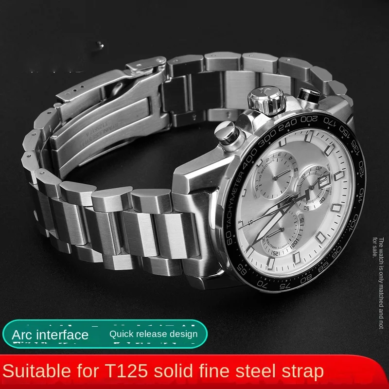 For TISSOT 1853 Sagitar T125 Series T125617 Quick Release Metal Stainless Steel Band Curved End Arc Mouth Strap Watch Chain 22mm