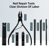 7/12/18/20/24PCS Set Professional Manicure Set Kits Stainless Steel Fingernail Toenail Clippers Set with Leather Portable Case 6