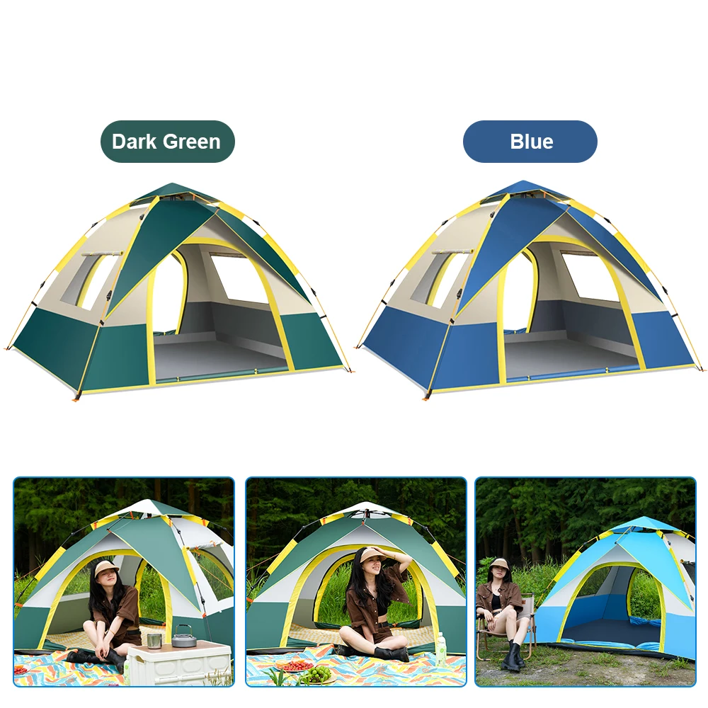 Camping Tent Portable Tent Pop Up Gazebo Tent Outdoor Pop up Tent Full-Automatic Instant Unfold Rain-Proof Tent Family Ultralight Portable Dampproof Camping Tents for Tourism