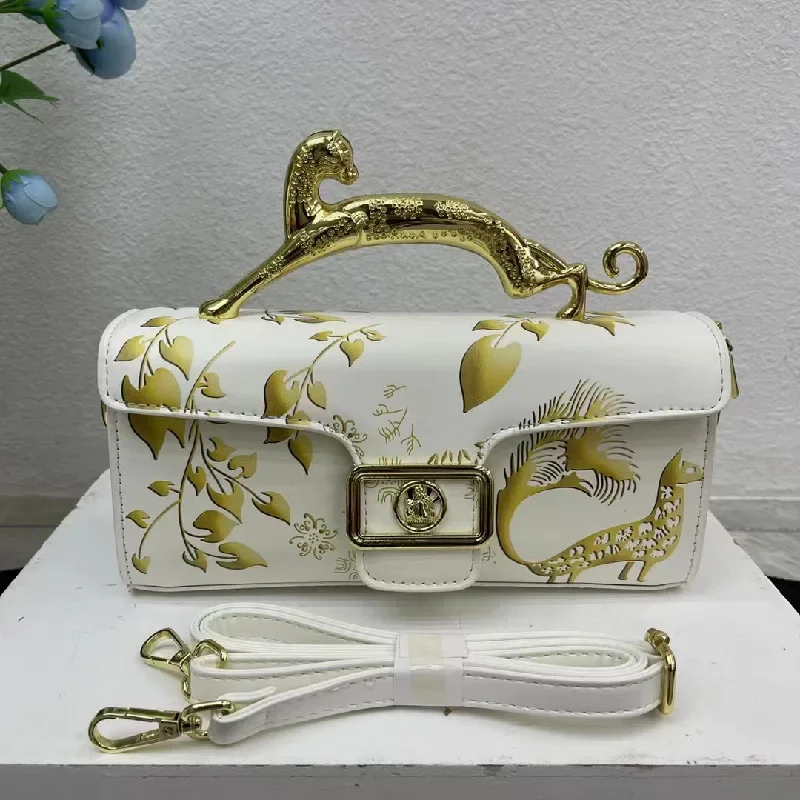 

Bag Ladies Messenger Leopard Women Leather Luxury Handbag Fashion Popular Design Metal Printed Brand New Bag Shoulder Solid
