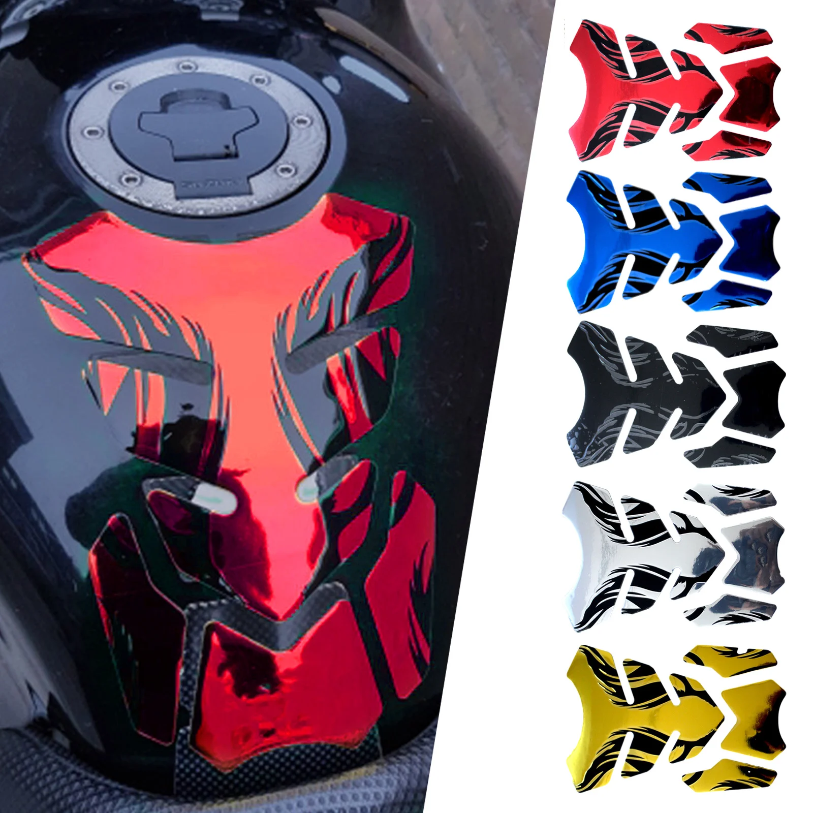Soft Rubber Decoration Flame Tankpad Sticker 3D Tank Pad Stickers Oil Gas Protector Cover Motorcycle Accessories