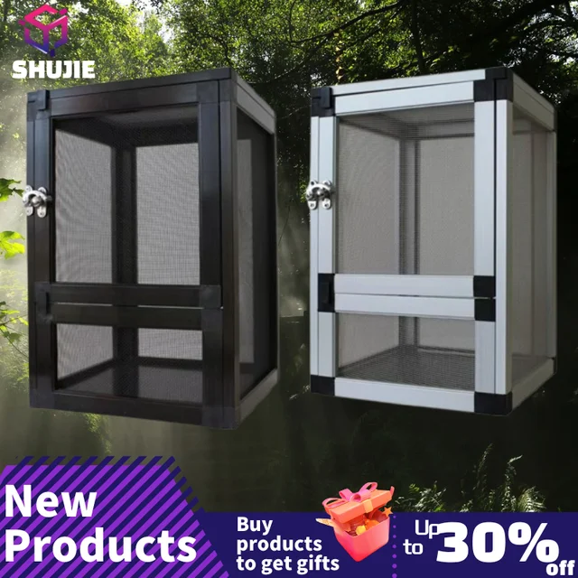 Boîte d'Élevage Portable Précieux pour Reptiles, Cages à Écran d'Air pour Grenouille, Transport d'Animaux de Compagnie, Tortues Dragon Barbu 1