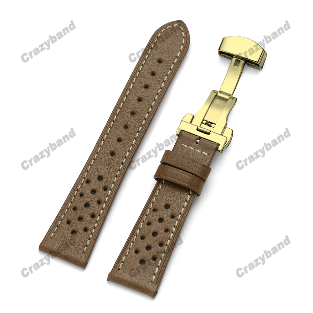 Cowhide Leather Watch Band with Oil Wax Finish and Breathable Design