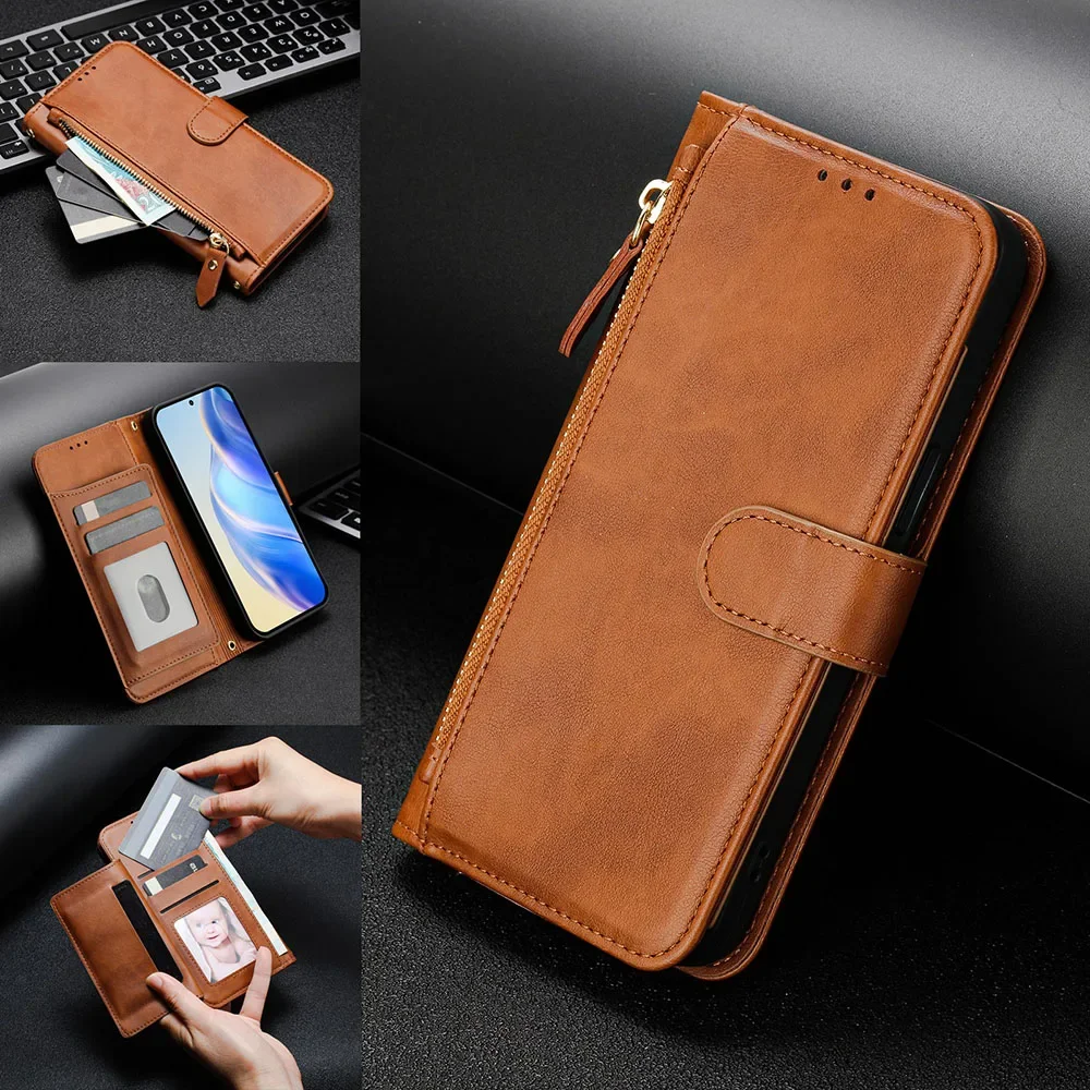 Zipper Multi Card Slots Wallet Flip Phone Case with Lanyard