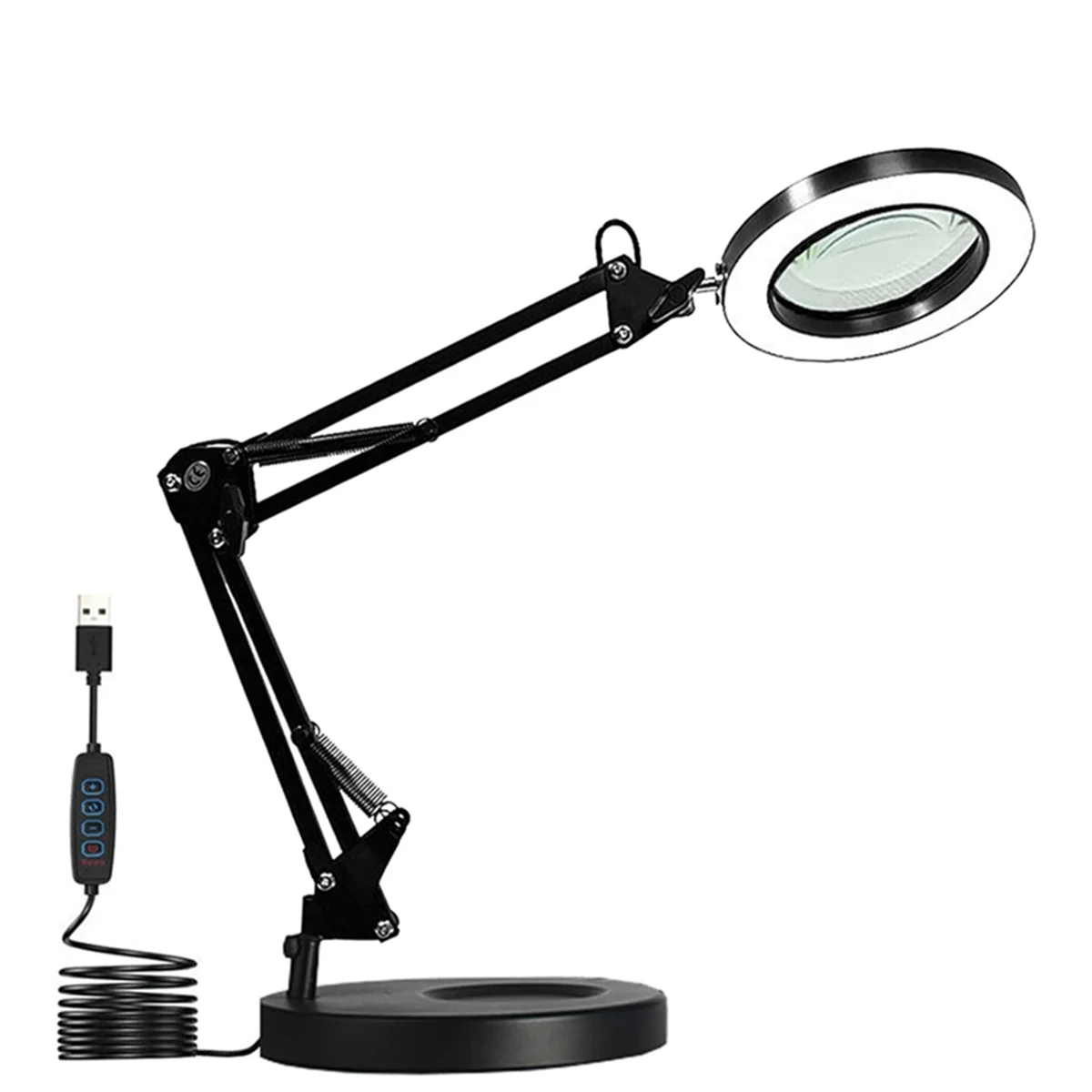 

Увеличительное стекло со встроенной подставкой, увеличительная лампа 10X, настольная лампа 2 в 1 с зажимом и 3 цветными режимами