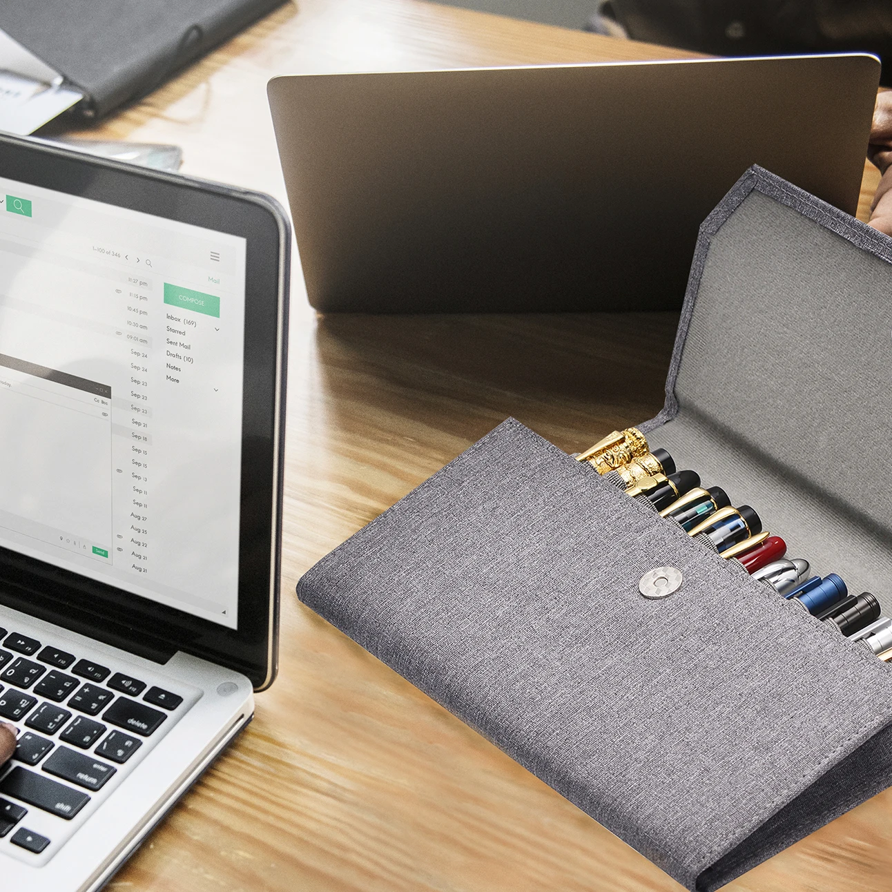 12 Slots Canvas Pen Case Pencil Bag for 12 Fountain Roller Ballpoint Pens Waterproof Pouch Bag Storage Office Business Style