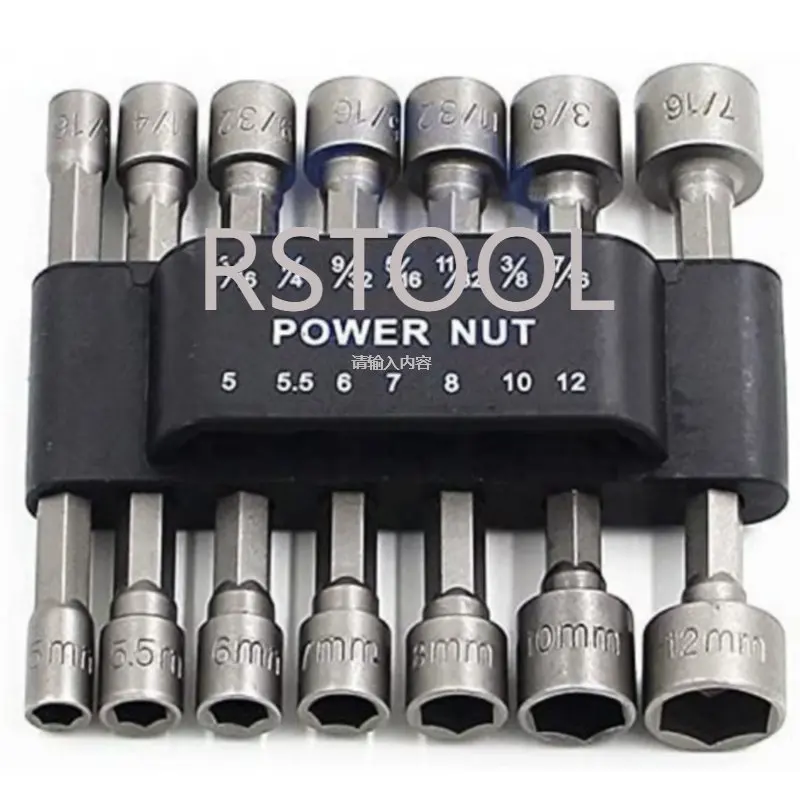 

Набор бит для электрогайки, 14 шт., 5-12 мм, адаптер с шестигранным углублением, кованая закаленная хром-ванадиевая сталь, 1/4 дюйма, насадки