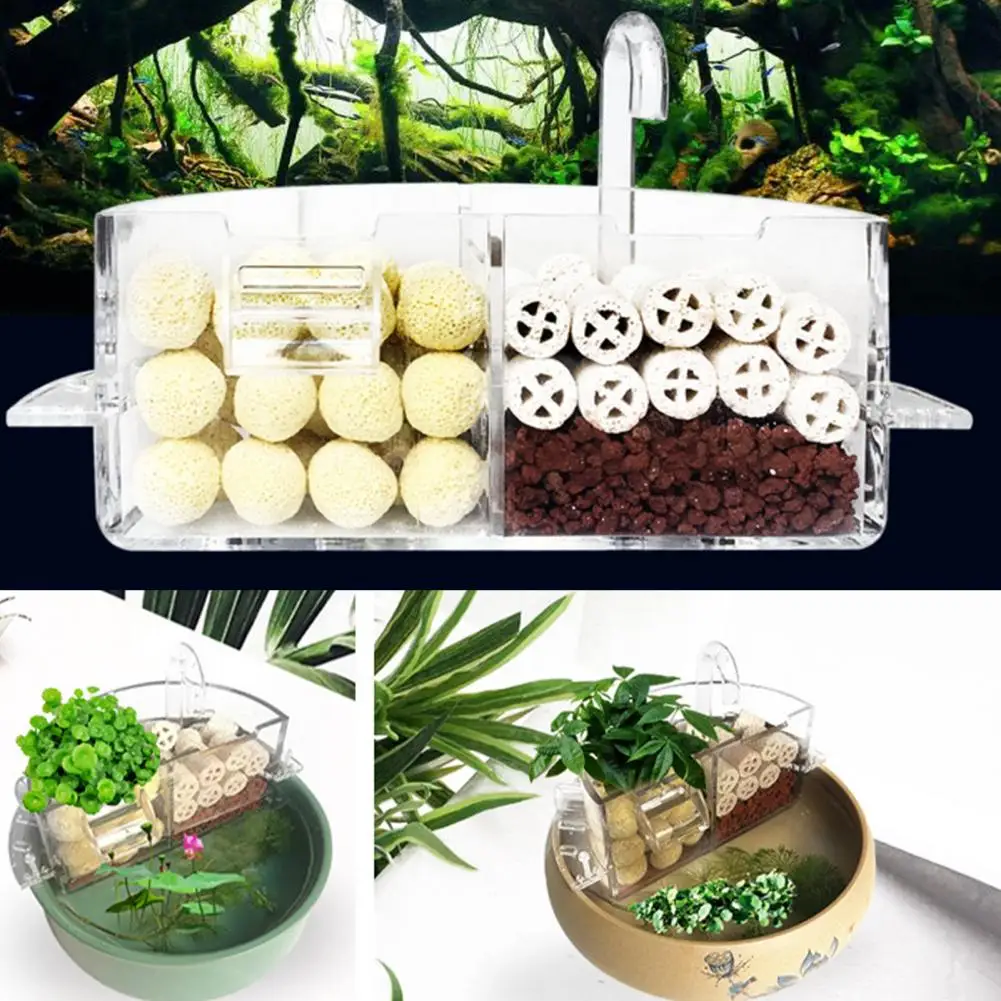 Waterfall Hangs on External Oxygen Pump Water Filter Pure Water