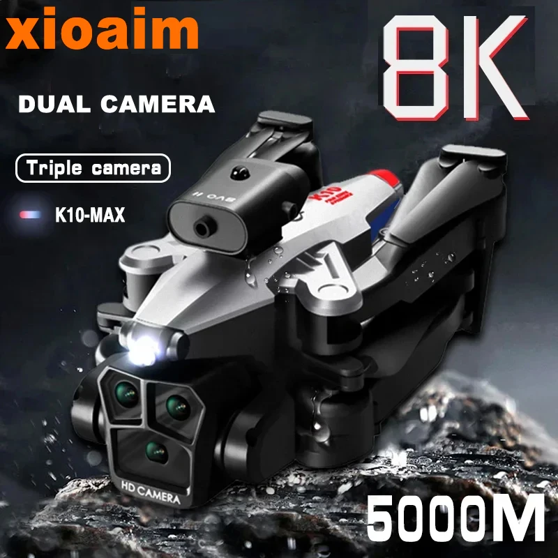For Xiaomi K10Max Drone 8K Professinal Three Camera Wide Angle Optical Flow Localization Four-way Obstacle Avoidance RC