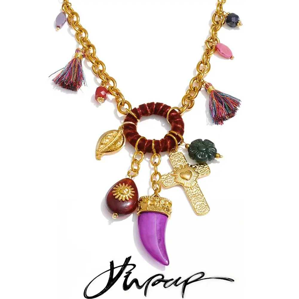 Yhpup Necklace 72+5cm Resin Tassel
