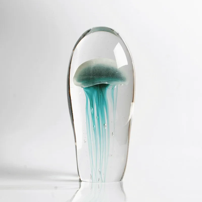 

Glass Mediterranean Decoration Creative Household Decoration Light Luxury Wedding Gift Crystal Glow-in-the Dark Jellyfish Crafts