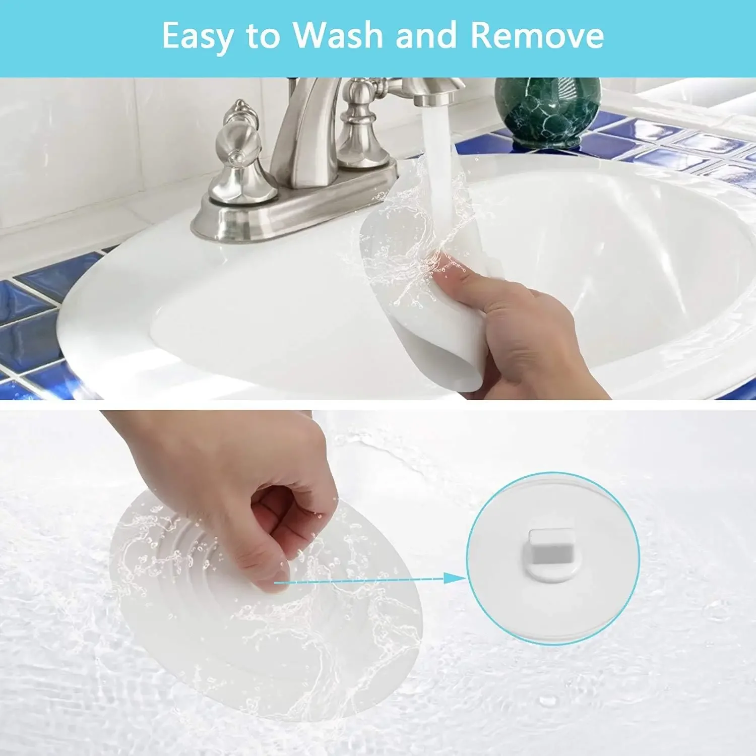 6 inches Tub Stopper Large Silicone Drain Plug Hair Stopper Bathtub Flat Suction Cover for Kitchen Bathroom Laundry