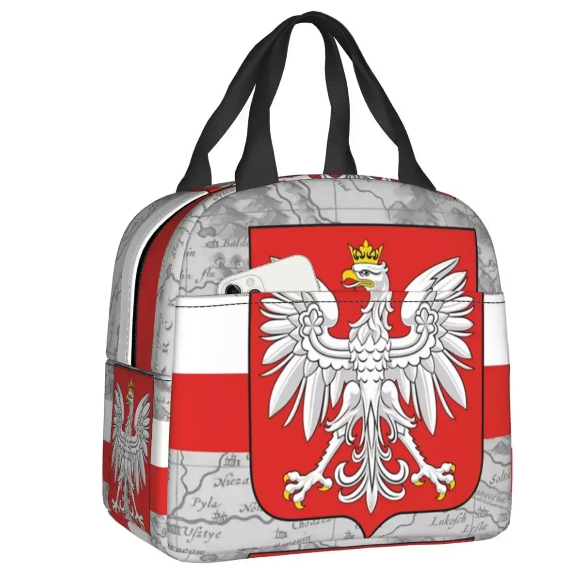 

Новинка 2023, герб и флаг Польши под заказ, сумка для ланча для мужчин и женщин, теплые термоизолированные коробки для ланча для студентов и школ