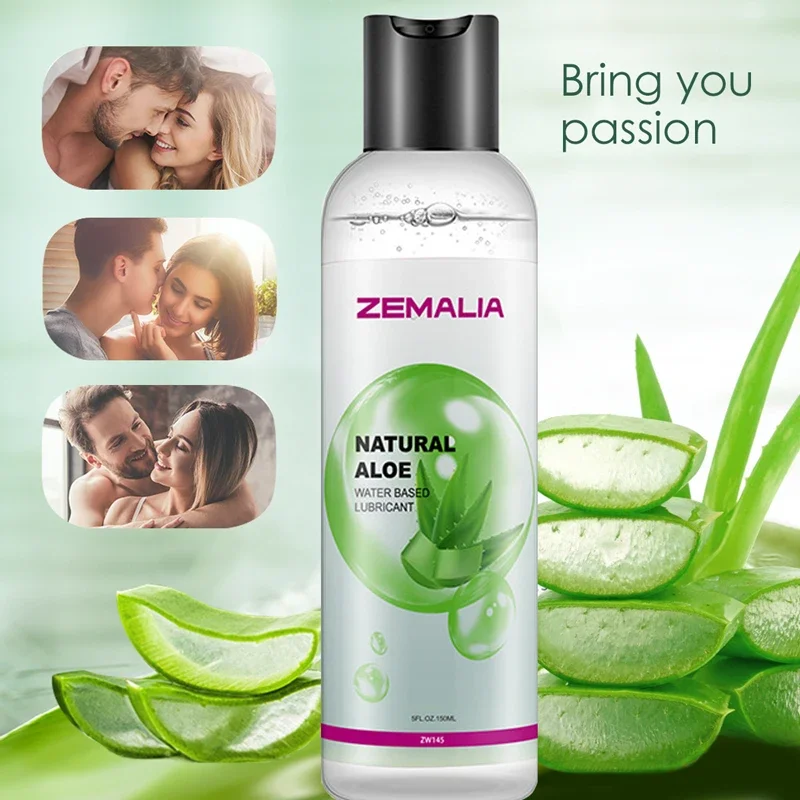 ZEMALIA Natural Aloe Flavored Lube Water Based Lube Personal Lubricant Safe Easy Clean Lube Gel for Sex Toys - 150ml