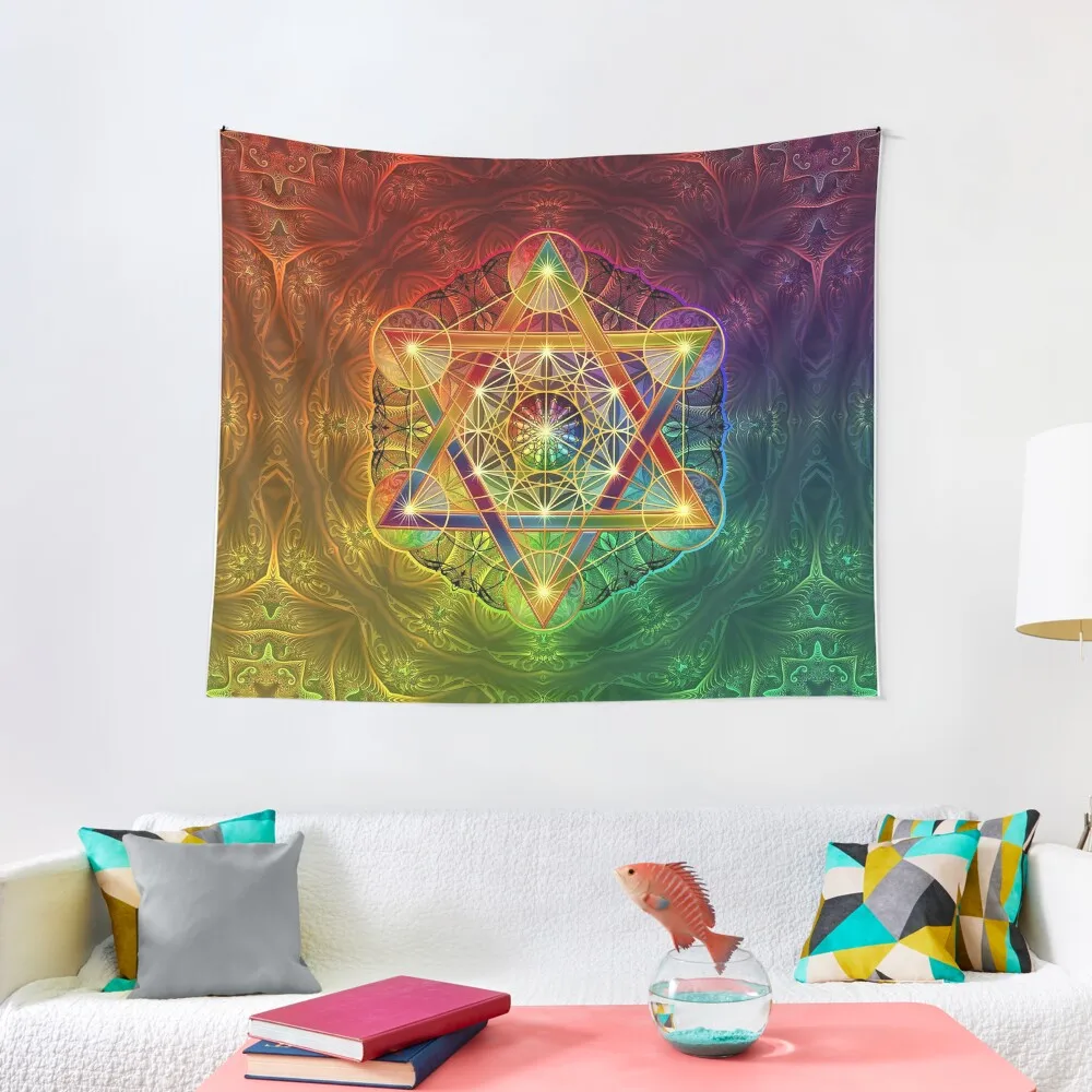 

Metatron's Cube with Merkabah and Flower of Life Tapestry decoration aesthetic wall tapestry aesthetic home decor