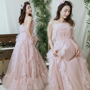 Dvotinst Women Photography Props Maternity Dresses Pink Elegant Wedding Pregnancy Pregant Dress Studio Shoots Photo Clothes 1