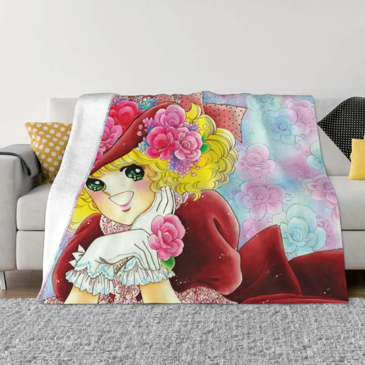 

Candy Candy Anime Blanket Flannel Decoration Floral Girl Portable Home Bedspread