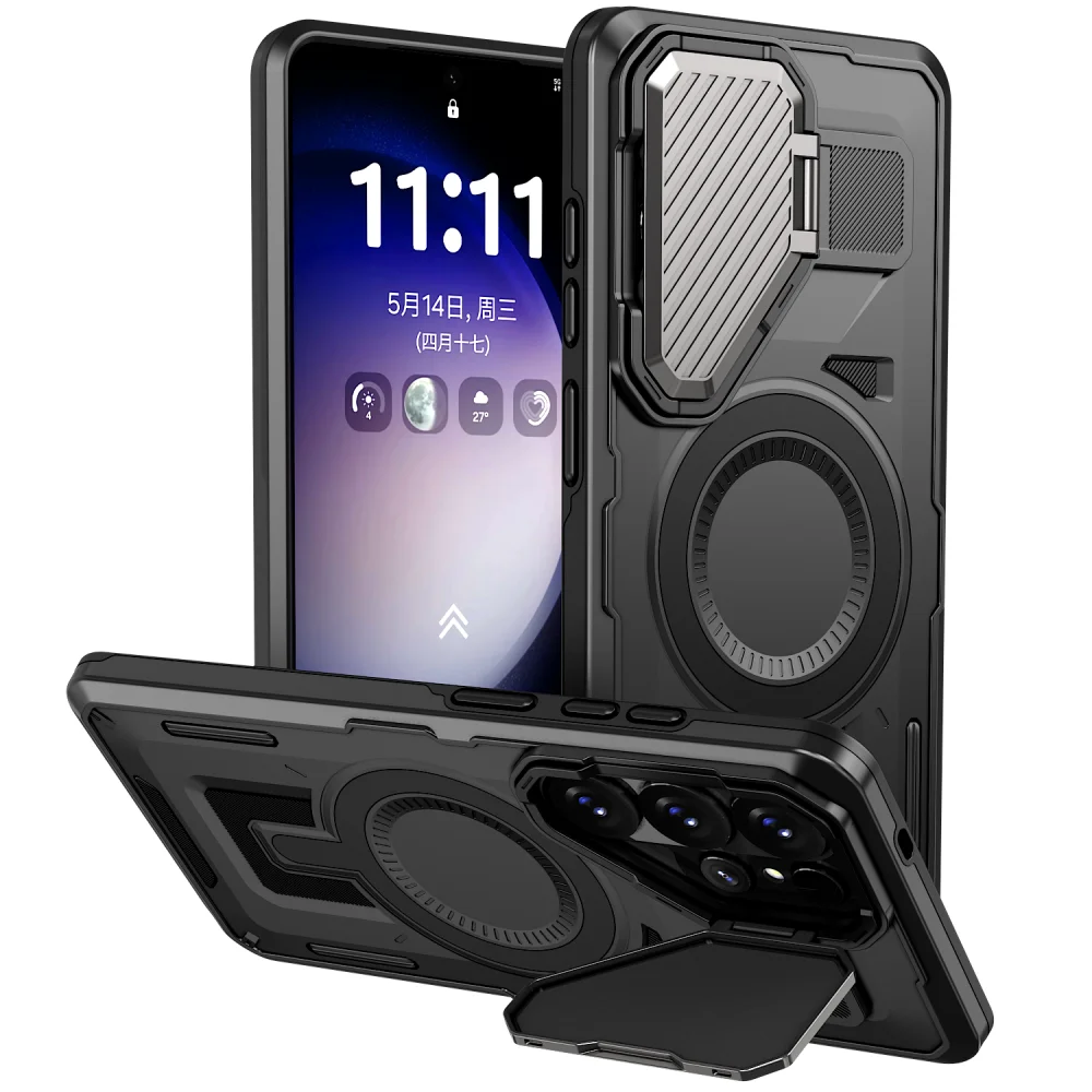 Durable Magnetic Protective Case with Lens Stand Holder