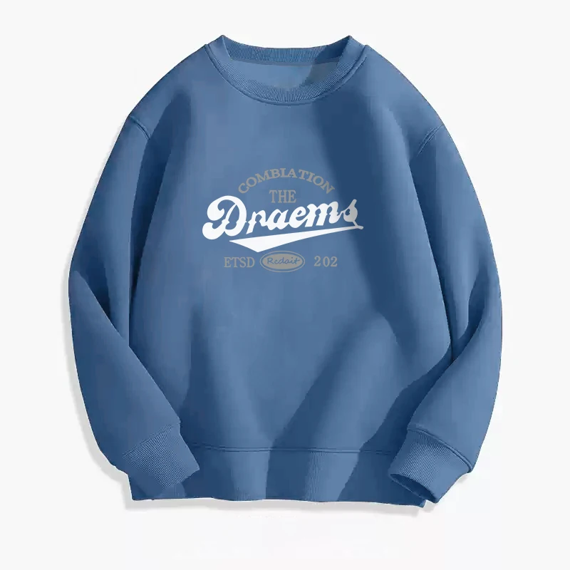 Men's Spring Autumn Solid Crew Neck Pullover Letter Print Long Sleeve Sports Hoodies Fashion Casual Undershirt Vintage Tops
