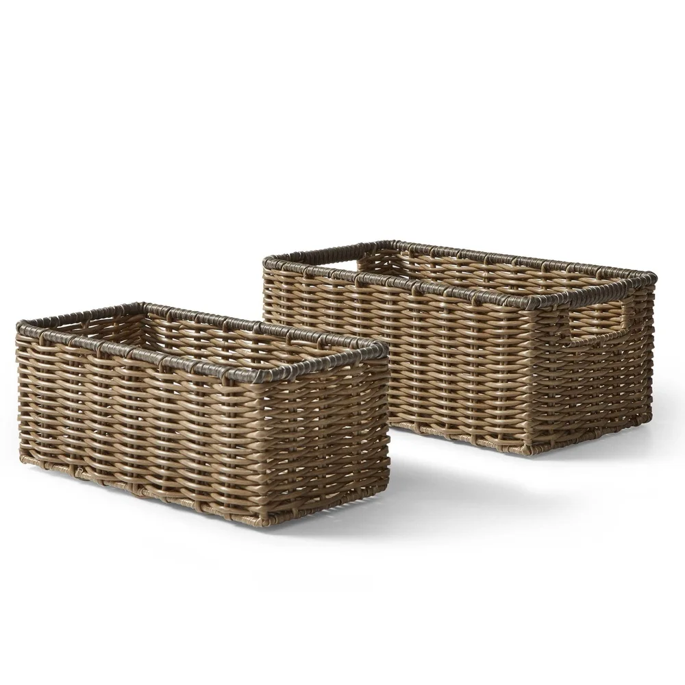 2-Piece Rattan Storage Basket Set 2