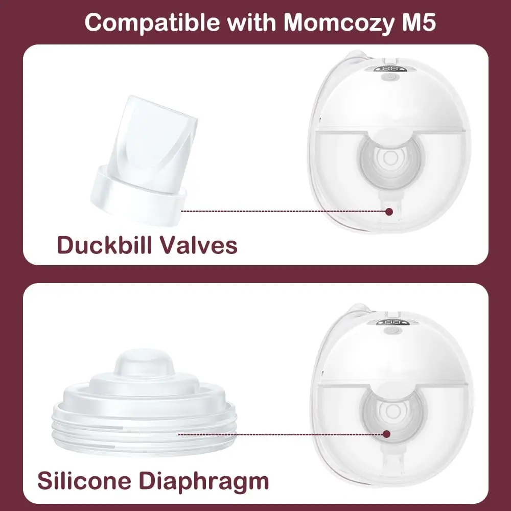Duckbill Valves and Diaphragm Compatible with Momcozy M5 Breast Pump, Breast Pump Replacement for Momcozy M5 Breast Pump 2