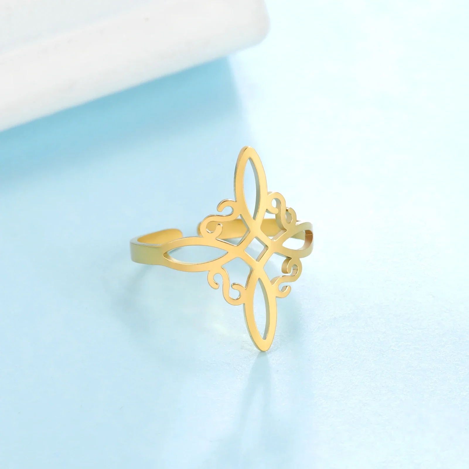 Teamer Irish Witch Knot Ring fashion ring couple rings crystal rings zircon rings engagement rings wedding rings finger rings metal rings stainless steel rings For Women Men Witchcraft Vintage Stainless Steel Ring Celtics Knot Wiccan Amulet Jewelry