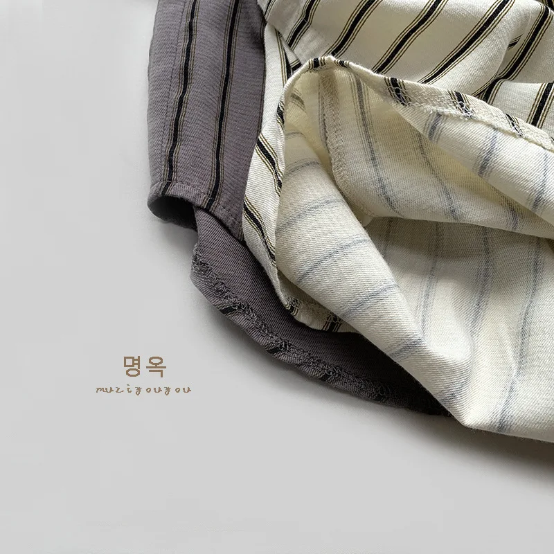 Spring Summer Children Shirts 1-8Y Boys Cotton Striped Pocket Casual Short Sleeve Tops Korean Toddler Wear For Kids Clothing New - Image 4