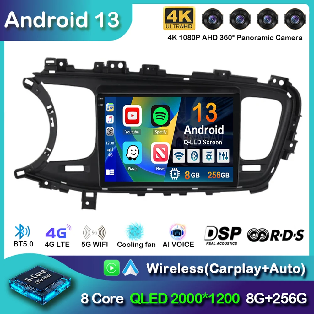 

Android 13 Carplay Auto Car Radio For Kia K5 Optima 2011 2012 2013 2014 2015 4G Multimedia Video Player Navigation GPS Head Unit