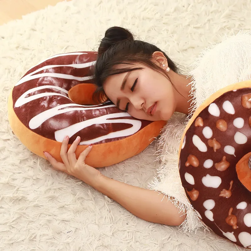 Toy Office Lunch Break Waist Pillow Chair Cushion Plush Cute Simulation Chocolate Donut Pillow 5