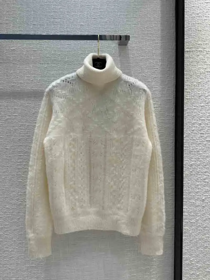 

2024 New Girl Style Sweet Temperament Jacquard Knitted High Neck Pullover Sweater Women's Cashmere Underlay