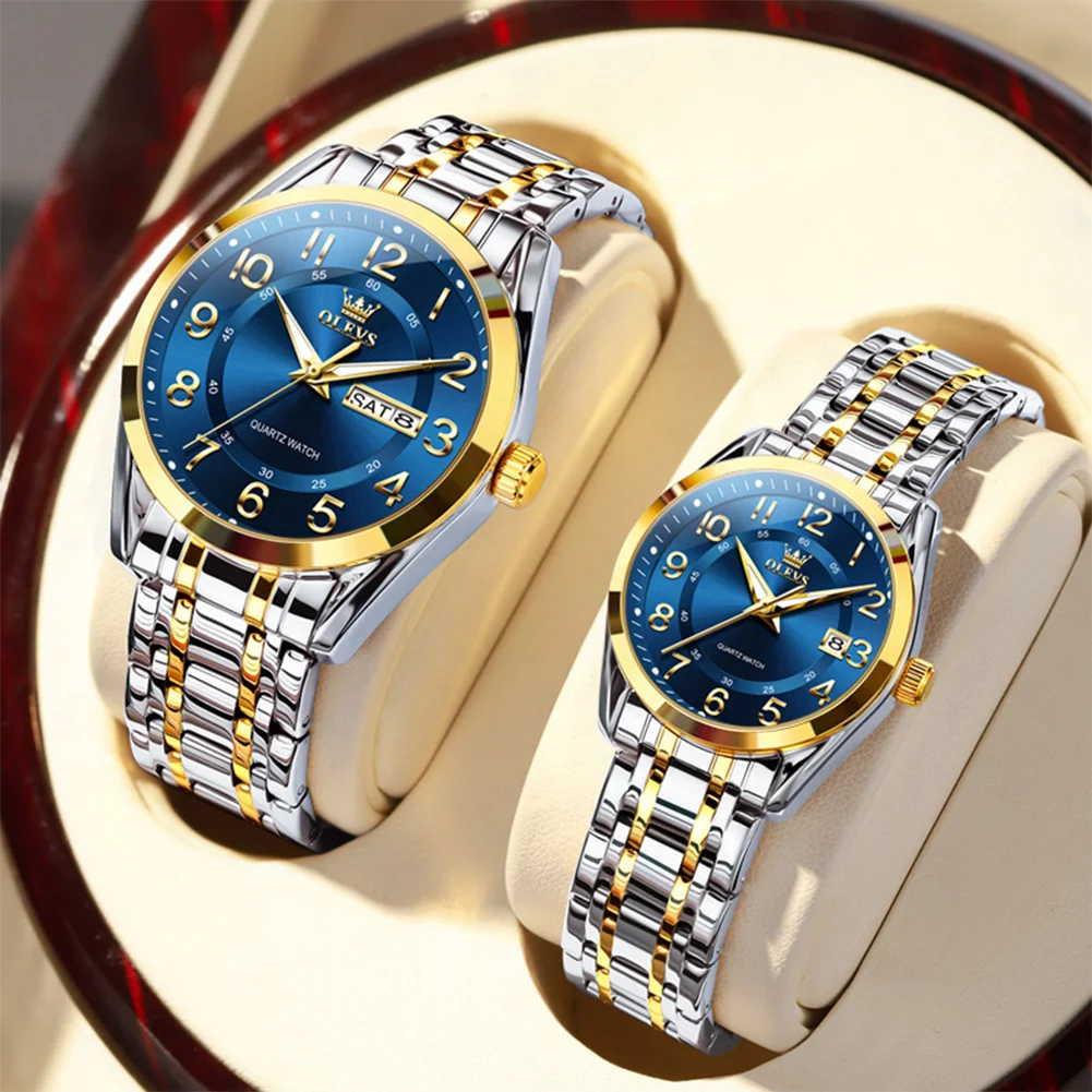 OLEVS 3666 Watch For Men Women Simple Fashion Number Scale Quartz Couple Watch Top Brand Calendar Waterproof Luminous Wristwatch