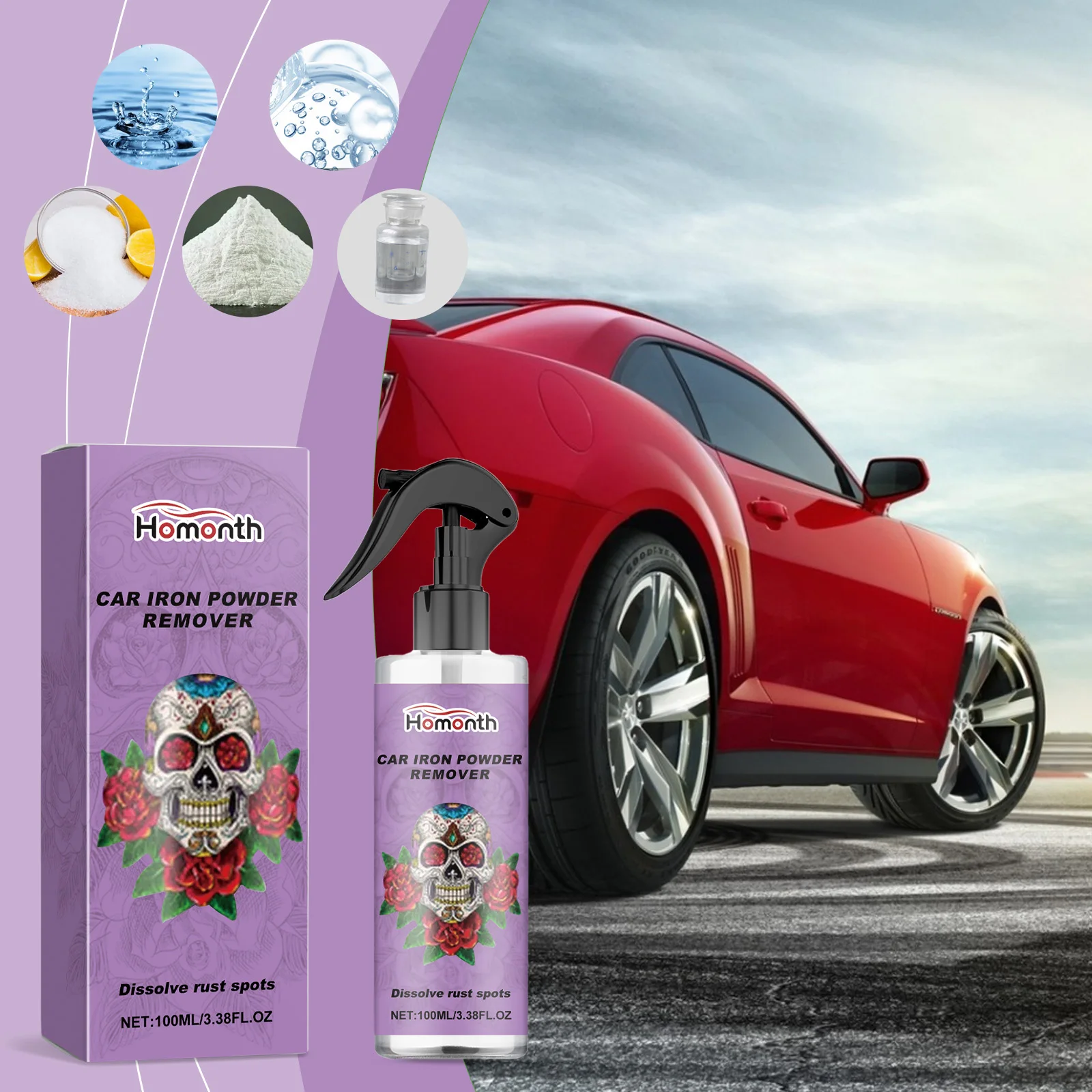 Multi Purpose Wheel Rust Removal Spray Automobile Wheel Hub Yellowing, Rust Removal, Polishing and Cleaning Stains 100 ML