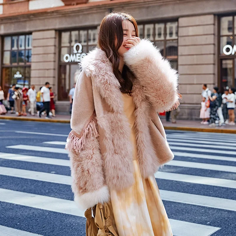

Natural Fur Coat Women 100% Real Sheep Fur Jacket Vintage Winter Coat Women Clothes 2020 Double Faced Wool Coat S19-066SH YY1786