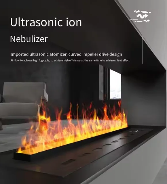Factory Intelligent Furniture Electric Fireplace 64 Color LED Flame Color App Control 3D Water Vapor Fireplace 1M 1.2M 1.5M 2